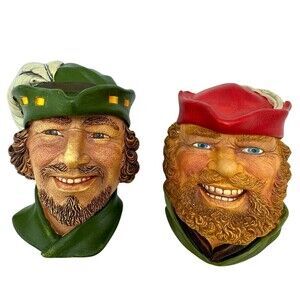Robin Hood Little John Wall Hangings Plaques Legend Products Chalkware England